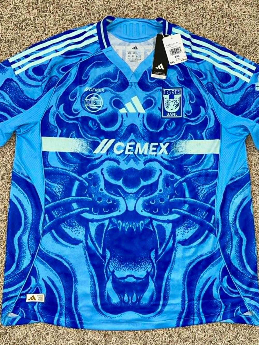 Adidas Tigres UANL 25/26 Away Authentic Jersey Blue JJ2208, Men's Size 2XL (New)